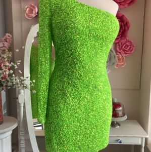 Ashley Lauren Neon green sequin cocktail dress Size 6
